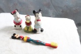 3 Antique Chalkware Walt Disney Figurines Marked W.D.P. Mickey, Minnie, Donald