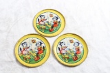 1930's Set of (3) Krazy Kat Comic Strip Tin Litho Tea Set Plates