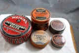 5 Antique Advertising Tins (2) Cuticura Ointment, Watkins Petro-Carbo Salve,