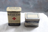 2 Antique Medicine Cabinet Advertising Items Band-Aid Tin & Epson Salt Tin