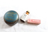 Antique Sultan Cactina Pillets Medicine Bottle, Maillard's Chocolates Tin, and PO