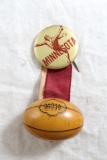 1940's Minnesota Gophers Football Pinback Ribbon & Tin Football Attached