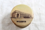 Vintage Celluloid Advertising Powder Box Compace Great Northern Railway Depot