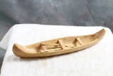 Mid-Century Artist Signed G. Turcotte Handcarved Wooden Canoe & Paddles