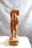 Wood Carving Hunter Hiker Quebec Atilier Pare St. Anne De Beaupre 13 1/2
