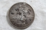 1904 S Phillippines 90% Silver One Pesos - Multiple Chinese Chop Marks
