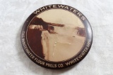 Antique Celluloid Advertising Mirror Paperweight Whitewaters Flour Mills Co. Kansas