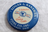 Antique Celluloid Advertising Mirror Paperweight Logan & Kanawha Coal Co., nc.