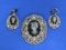 Vintage Cameo & Rhinestone Pin & Clip-on Earrings Set – Pin is 2 1/2” long