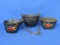3 Small Cast Iron Buckets & Pails – Ashtrays? Largest is 3 1/4” in diameter