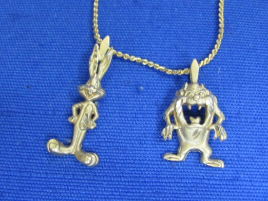 Bugs Bunny & Tasmanian Devil Pendant on a 17” Chain