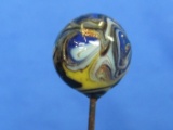 Hatpin with Glass Ball & Goldstone – 9 7/8” long – Ball is about 16mm