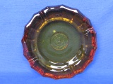 Fostoria Amber Glass Ashtray – Coin Pattern 1887 Eagle – 5 1/4” in diameter