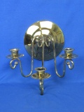 Brass Look Metal Wall Sconce – Holds 3 Taper Candles – 10” long