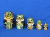5-Piece Wood Nesting Doll Set – Frog – Largest is 4 1/4” - Some damage