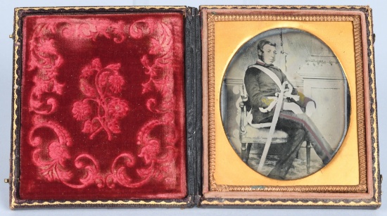 1850s 1/6TH PLATE AMBROTYPE ARMED SOLDIER