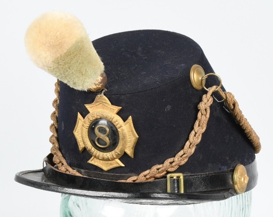 1880S - 90S MASSACHUSETTS VOLUNTEER MILITIA HAT