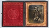 C1850S1/6TH AMBROTYPE HIGH RANKING ARMED OFFICER