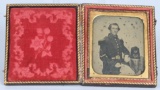 1850's 1/6TH PLATE AMBROTYPE SEATED SOLDIER