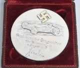 HERMAN LANG CASED AUTO RACING NAZI MEDALLION