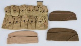 WWI HAND GRENADE BAG 3 WWII OVERSEAS CAPS