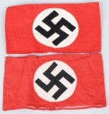 2- WWII NAZI NSDAP POLITICAL SWASTIKA ARM BANDS