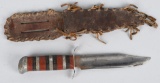 WWII THEATER MADE FIGHTING KNIFE & SCABBARD