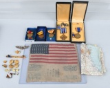 WWII U.S. AAF CBI GROUP - BLOOD CHIT MEDALS MAP