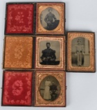 4 MILITIA TINTYPES INCLUDING MUSICIAN W/ CYMBALS
