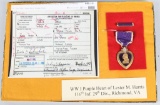 WWI U.S ENGRAVED & NUMBERED 29TH DIV. PURPLE HEART