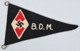 WWII NAZI GERMAN HITLER YOUTH B.D.M. PENNANT FLAG