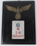 WWII NAZI GERMAN WOOD PLACARD - GI SOUVENIR