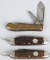 3 - REMINGTON KNIVES BOYSCOUTS & BRASS SALT WATER