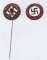 WWII NAZI GERMAN PARTY PIN & STICK PIN