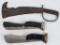 WWII WOODSMAN'S PAL MACHETE & 2 AAF FOLDING KNIVES