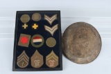 WWI US M 1917 HELMET AND PATCH LOT