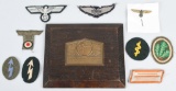 WWII NAZI GERMAN PLAQUE & MISC INSIGNIA