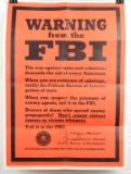 WWII U.S. POSTER- WARNING FROM THE F.B.I. 1943