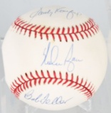 NOLAN RYAN, SANDY KOUFAX & BOB FELLER SIGNED BALL