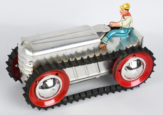 MARX 1950's ALUMINUM windup TRACTOR and DRIVER