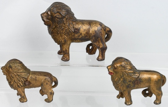 3- A.C. WILLIAMS LION cast iron BANKS