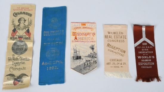 5- COLUMBIAN EXPOSITION SILK RIBBONS