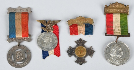 4- COLUMBIAN EXPOSITION BADGE MEDALS