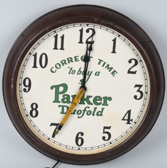 PARKER DUOFOLD PENS ADVERTISING CLOCK