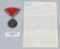 WWII NAZI GERMAN TYPE 1 BLOOD ORDER 990 #170