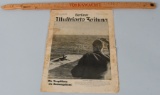 WWII NAZI GERMAN NEWSPAPER AND WOODEN STAND