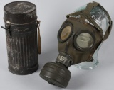 WWII NAZI GERMAN ARMY M30 GASMASK & CANISTER
