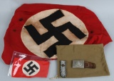 WWII NAZI GERMAN FLAG BELT BUCKLE ARMBAND LOT
