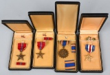 WWII US LOT OF 4 CASED MEDALS SILVER STAR AND MORE