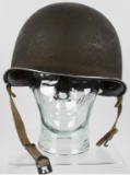 WWII US M1 FIXED BAIL COMBAT HELMET WITH LINER